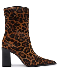 Schutz Women's Raffaela Animal Print Pointy Toe Dress Booties