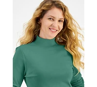 Style & Co Petite Mock-Neck Cotton Long-Sleeve T-Shirt, Created for Macy's