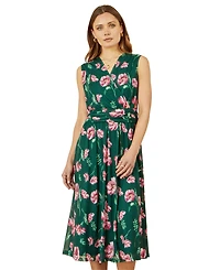 Yumi Women's Floral Mesh Midi Skater Dress
