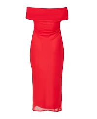 Quiz Women's Plus Crepe Ruffle Ruched Mesh Maxi Dress