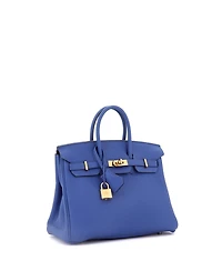 Pre-Owned Hermes irkin 25 Handbag Blue Togo with Gold Hardware