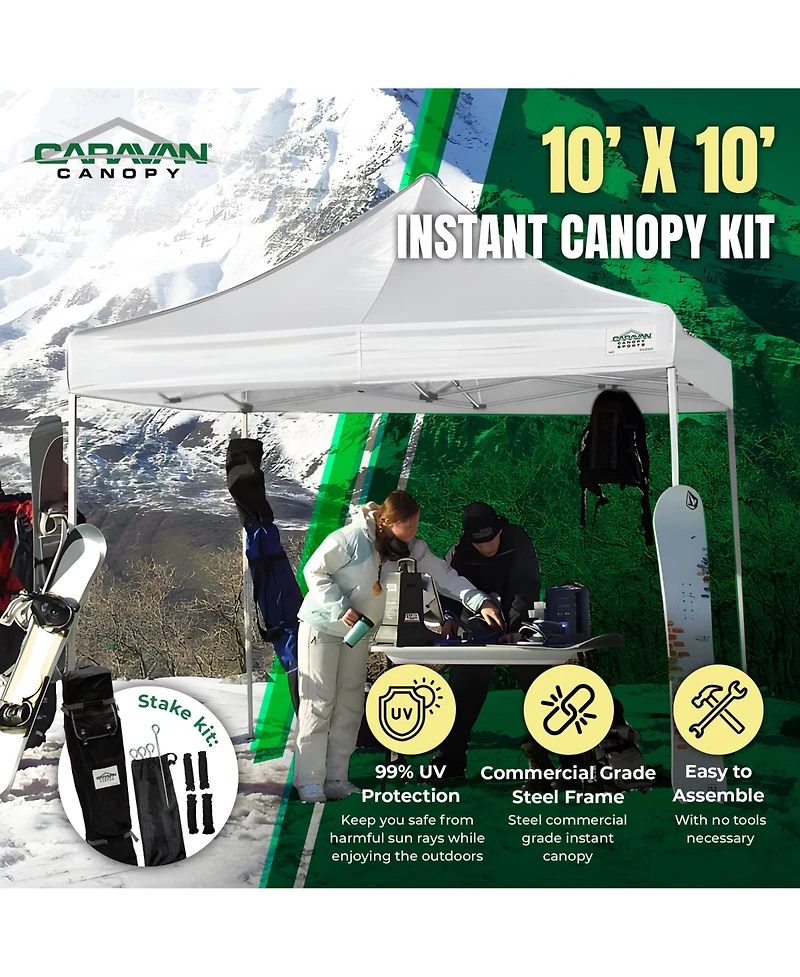 Caravan Canopy TitanShade 10 x 10 Steel Frame Portable Instant Canopy Kit, White