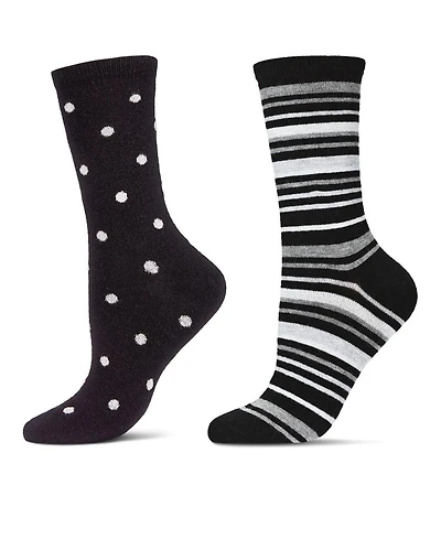 MeMoi Women's 2 Pair Pack Cashmere Blend Crew Socks