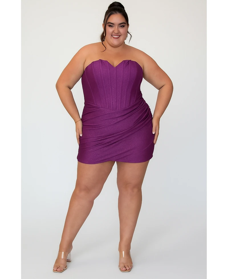 Sydney's Closet Women's Purple Strapless Corset Mini Dress