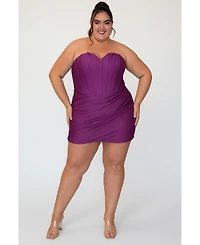 Sydney's Closet Women's Purple Strapless Corset Mini Dress