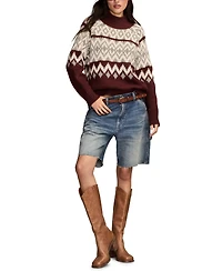 Lucky Brand Women's Fair Isle Mock-Neck Sweater