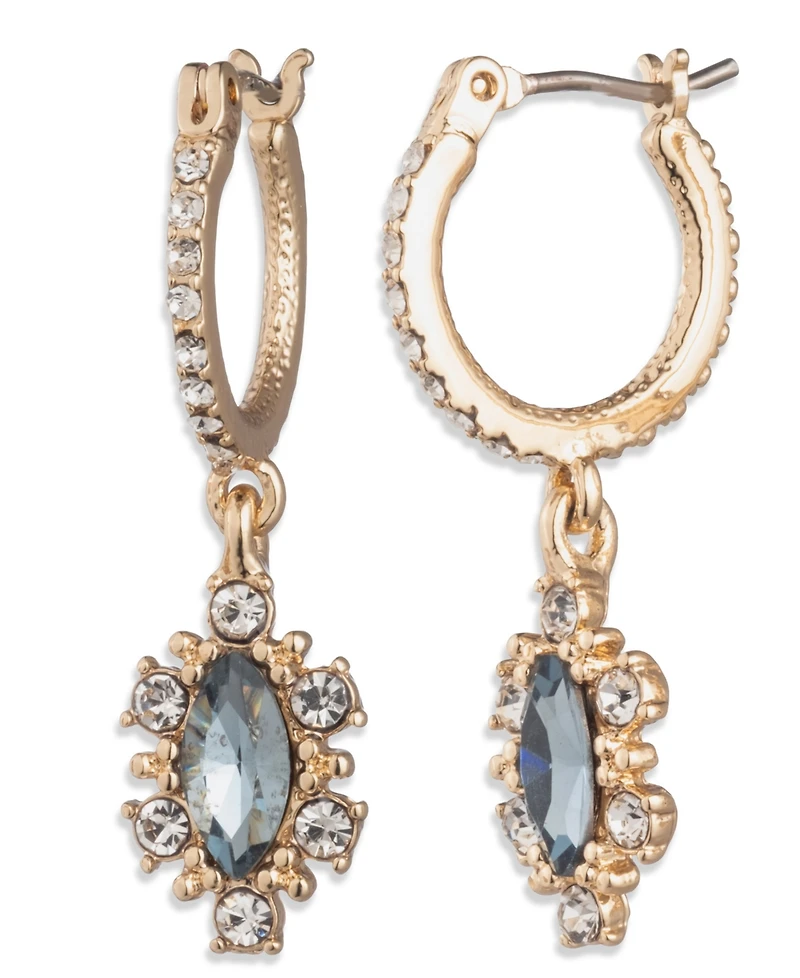 Marchesa Glass Stone Gold-Tone Pear Drop Huggie Earrings