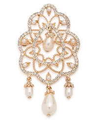 Marchesa Imitation Pearl Glass Gold-Tone Elegant Cross Pin