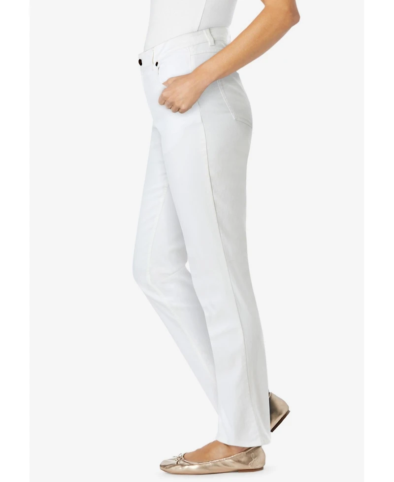 Woman Within Women's Tall Straight-Leg Stretch Denim Five-Pocket Jeans