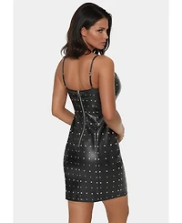 Bebe Women's Faux Leather Stud Mini Dress