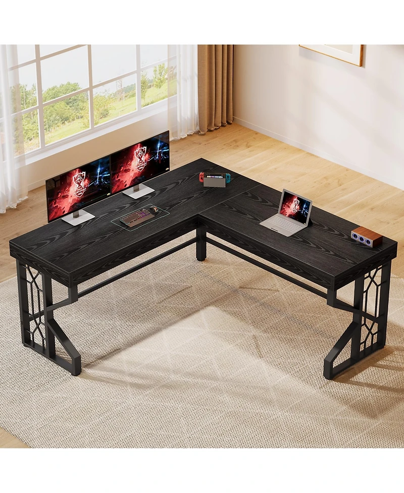 Tribesigns Modern L Shaped Gaming Desk, Corner Desk Gaming Table, Computer Desk Sturdy Writing Workstation