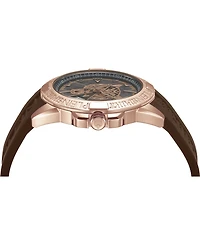 Plein Sport Mens Touchdown 3 Hand Date Quartz Brown Silicone Strap 44MM