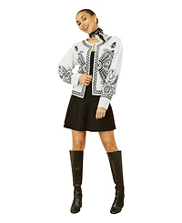 Yumi Women's Knitted Folk Edge To Cardi