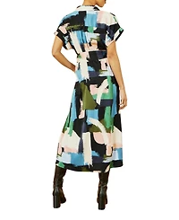Yumi Women's Brushstroke Print Relaxed Shirt Dress