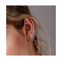 Art Deco Cuff and Stud with chain in Gold Vermeil