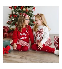 Sweet Wink Baby Girls Christmas Plaid Bow Patch Sweatshirt
