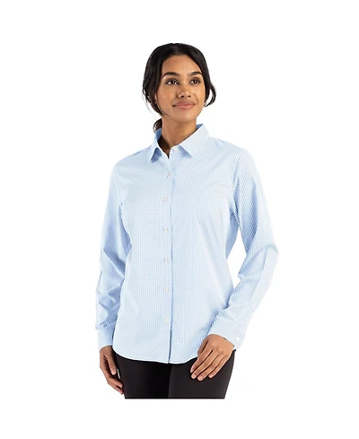 Cutter & Buck Skyline Epic Confidence Recycled Gingham Womens Long Sleeve Dress Shirt