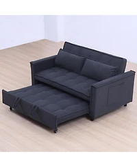Maison Boucle Corduroy Loveseat Sofa Bed with Adjustable Backrest, Pull-Out Tufted Sleeper Couch for Small Spaces, Dorms, Apartments-Maison Boucle