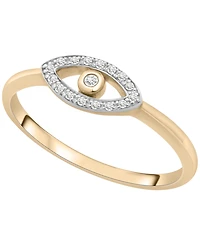 Wrapped Diamond Evil Eye Ring (1/20 ct. t.w.) in 10K Yellow Gold with White Rhodium