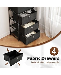 Dresser with 4 Drawers Fabric Storage Tower with Wood Top and Metal Frame
