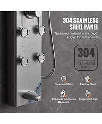Rainsken Shower Panel System, Stainless Steel Wall-Mounted Shower Set 5 Shower Modes, 8 Massage Jets, 3-Setting Handheld Shower Head