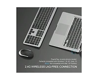 Wireless Keyboard And Mouse Combo-Full Size Slim Thin Wireless Keyboard Mouse With Numeric Keypad 2.4g Stable Connection Adjustable Dpi (Silver)