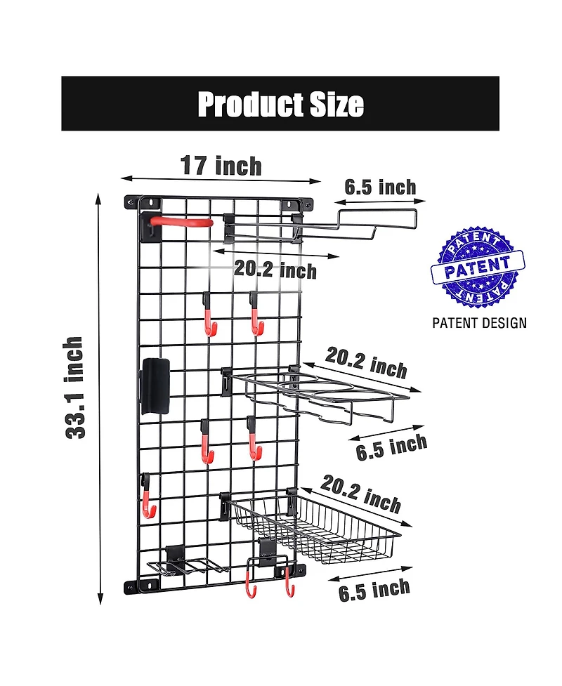 Mythinglogic Sports Equipment Wall Storage Panel, Wall Mount Garage Storage Organizer for Sports Gear and Bike
