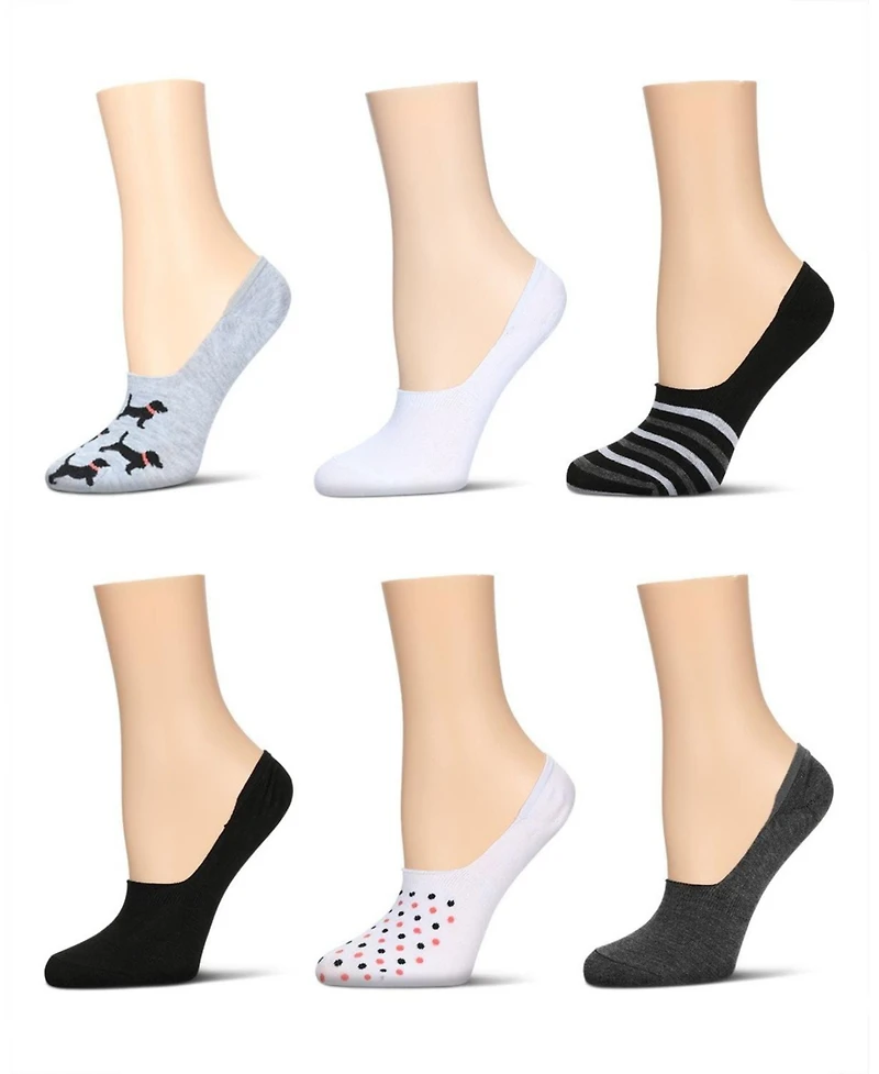 MeMoi Women's 6 Pair Pack Dogs High Cut Liner Socks