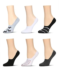 MeMoi Women's 6 Pair Pack Dogs High Cut Liner Socks