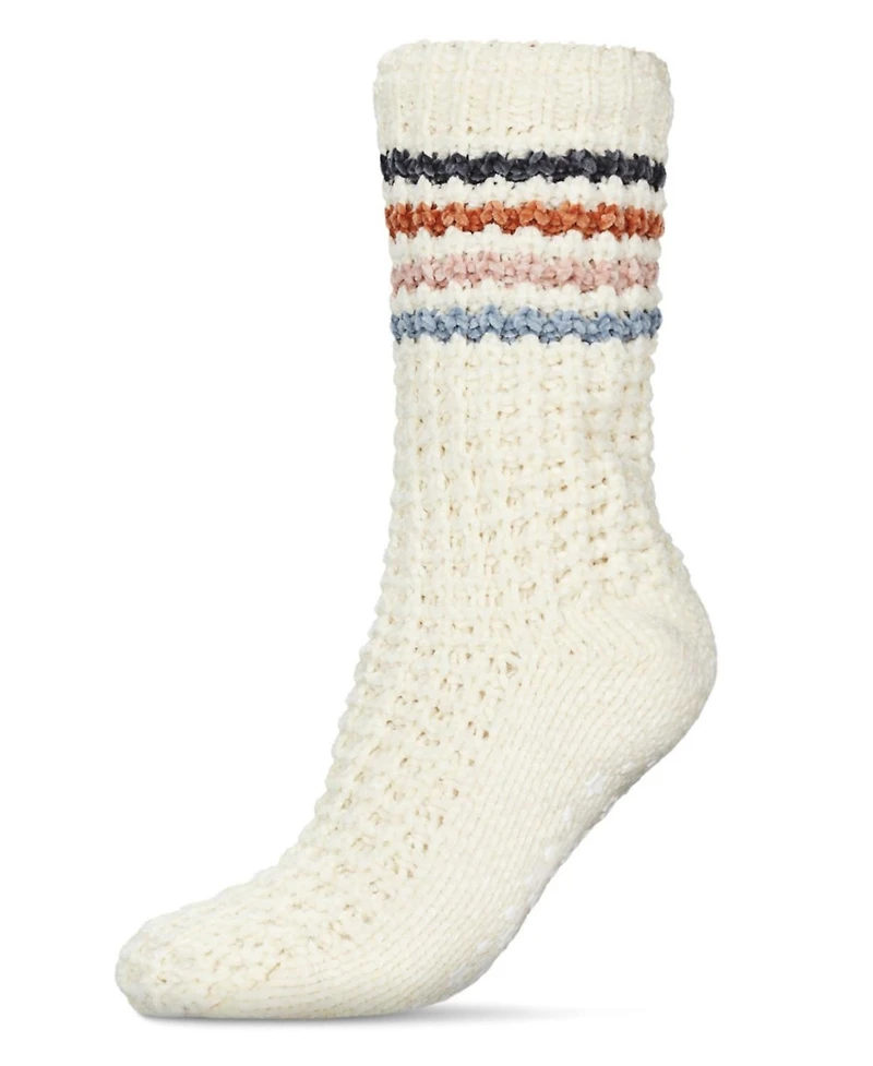 MeMoi Women's Chunky Stripes Plush-Lined Slipper Crew Sock