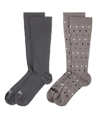 Wellfit Women's 2 Pair Pack Dotted/ Solid Compression Socks