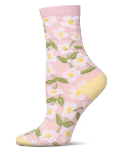 MeMoi Women's Daisy Pointelle Crew Socks