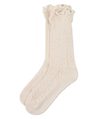MeMoi Women's Ruffle Pointelle Crew Socks