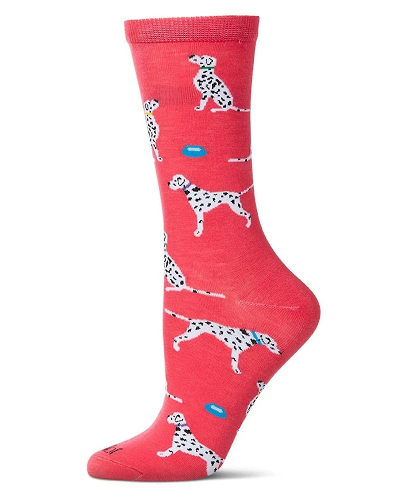 MeMoi Women's Dalmatian Themed Rayon Blend Novelty Crew Sock