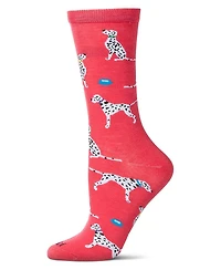 MeMoi Women's Dalmatian Themed Rayon Blend Novelty Crew Sock