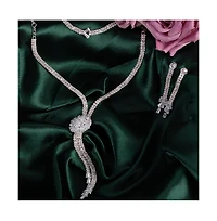Sohi Women's Silver Bling Drop Necklace, Earrings, Bracelet And Ring (Set Of 4)