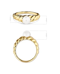 Devata Freshwater Pearl on Rope Ring Gold Plated Sterling Silver, 9