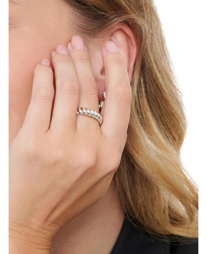 Devata Rope Band Ring in Rhodium Plated Sterling Silver