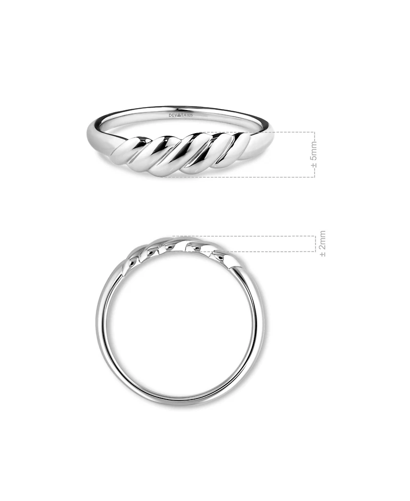 Devata Rope Ring in Rhodium Plated Sterling Silver