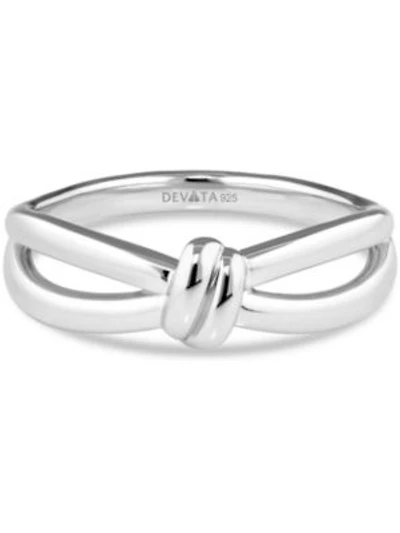 Devata Love Knot Ring In Rhodium Plated Sterling Silver Size