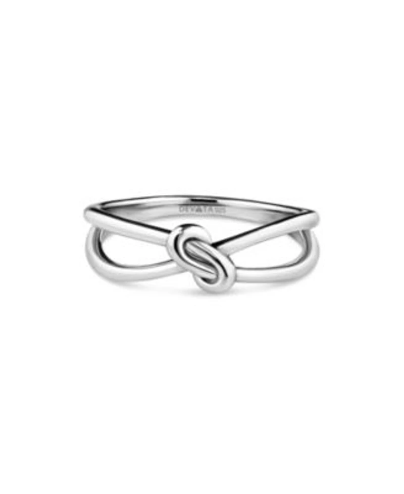 Devata Love Knot Ring In Rhodium Plated Sterling Silver Size