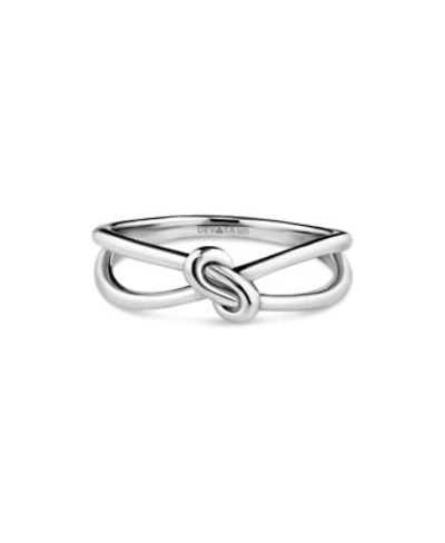 Devata Love Knot Ring In Rhodium Plated Sterling Silver Size