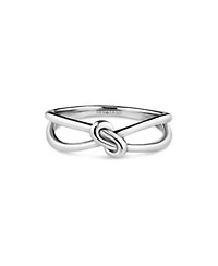 Devata Love Knot Ring In Rhodium Plated Sterling Silver Size
