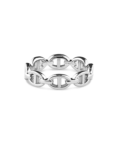 Devata Mariner Link Ring in Rhodium Plated Sterling Silver, Size