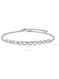 Devata Infinity Chain Bracelet in Rhodium Plated Sterling Silver, Adj 6.5/7.0/7.5 inch