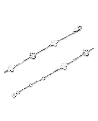 Devata Clover Chain Bracelet in Rhodium Plated Sterling Silver, Adj 6.5/7.0/7.5 inch