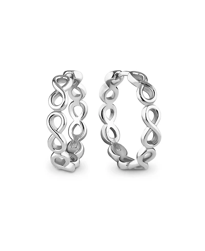 Devata Infinity Hoop Earrings in Rhodium Plated Sterling Silver