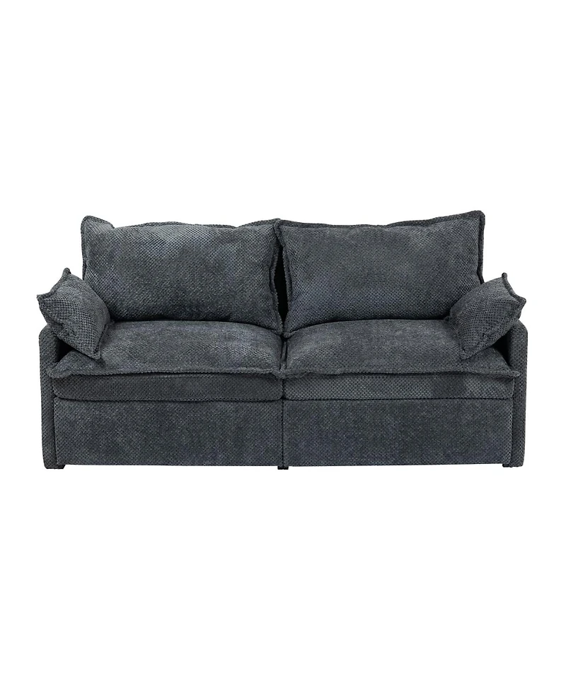 Maison Boucle 73.6" Corduroy Pull-Out Sleeper Sofa Bed with Usb & C-Type Ports, Side Storage, 3-in-1 Convertible Couch for Small Spaces