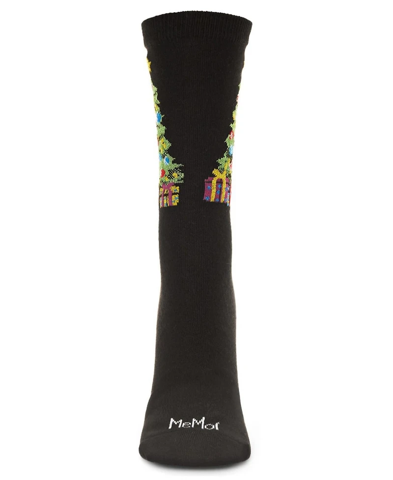 MeMoi Women's Christmas Tree & Presents Holiday Crew Socks