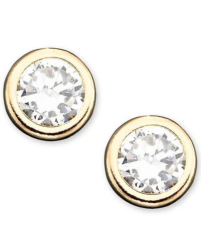 Children's 14k Gold Cubic Zirconia Bezel Earring